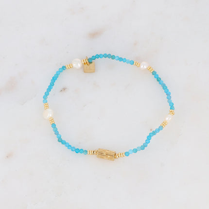 Bracelet on wire with tree bark pattern and natural stones