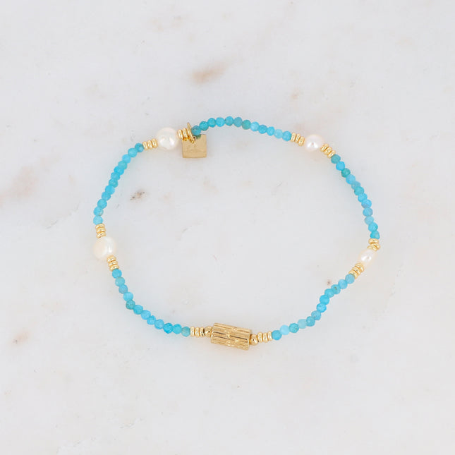 Bracelet sur fil avec motif d'écorce d'arbre et pierres naturelles