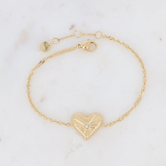 Bracelet avec coeur rayonnant et oxyde de zirconium
