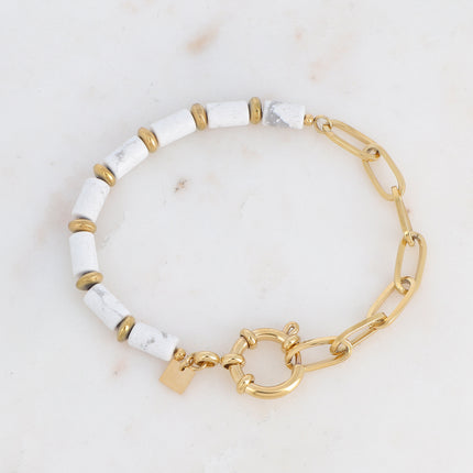 Bracelet maille et perlé en pierre naturelle