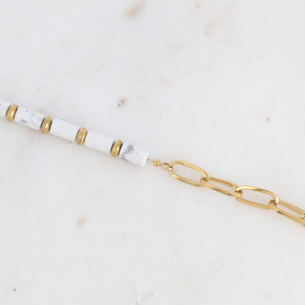 Bracelet maille et perlé en pierre naturelle