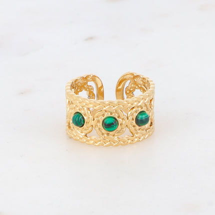 Bague tressée avec pierres naturelles