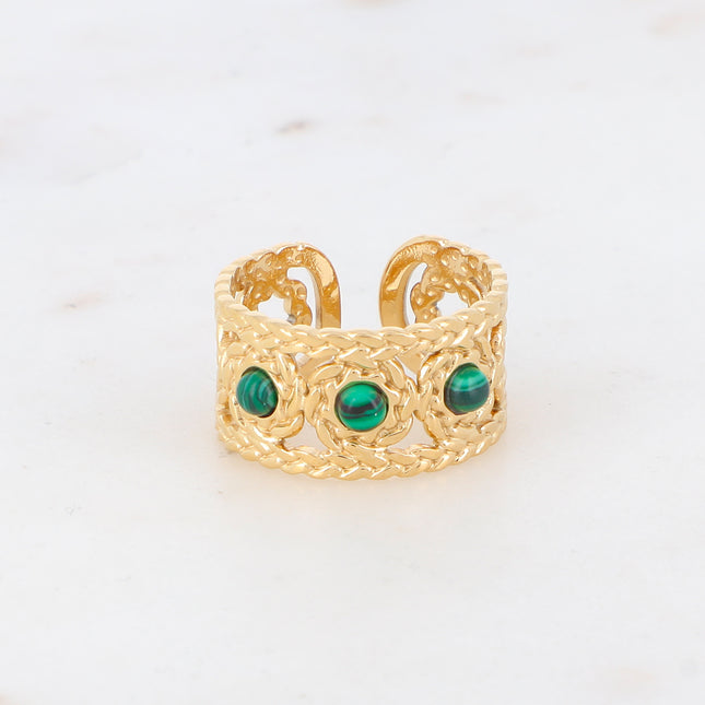 Bague tressée avec pierres naturelles