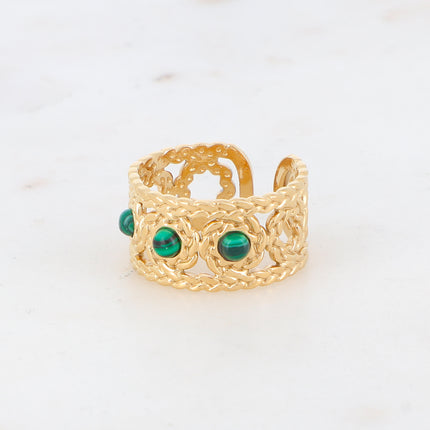 Bague tressée avec pierres naturelles
