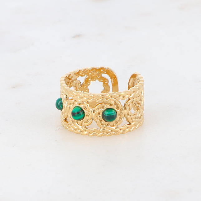 Bague tressée avec pierres naturelles