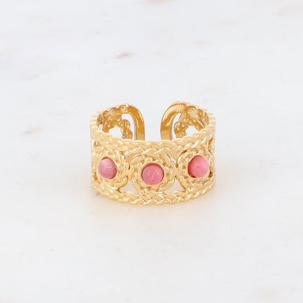 Bague tressée avec pierres naturelles