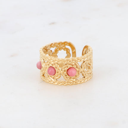 Bague tressée avec pierres naturelles