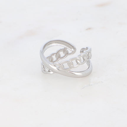 Bague Maddox - croisement anneaux lisse et maillé
