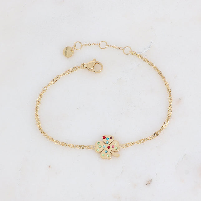 Bracelet Tracy - trèfle serti de zirconiums