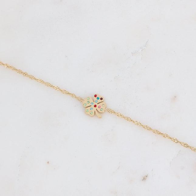 Bracelet Tracy - trèfle serti de zirconiums