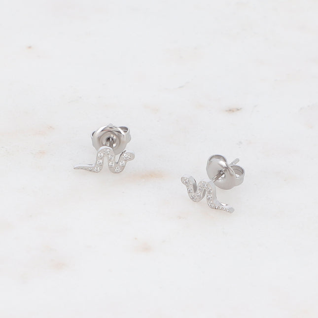 Boucles puces avec serpent et oxydes de zirconiums