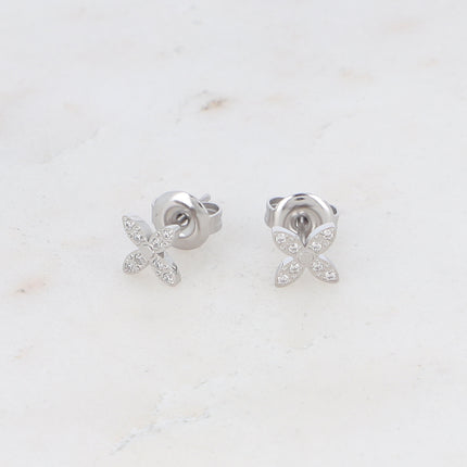 Florie stud earrings - Flower and zirconium oxides
