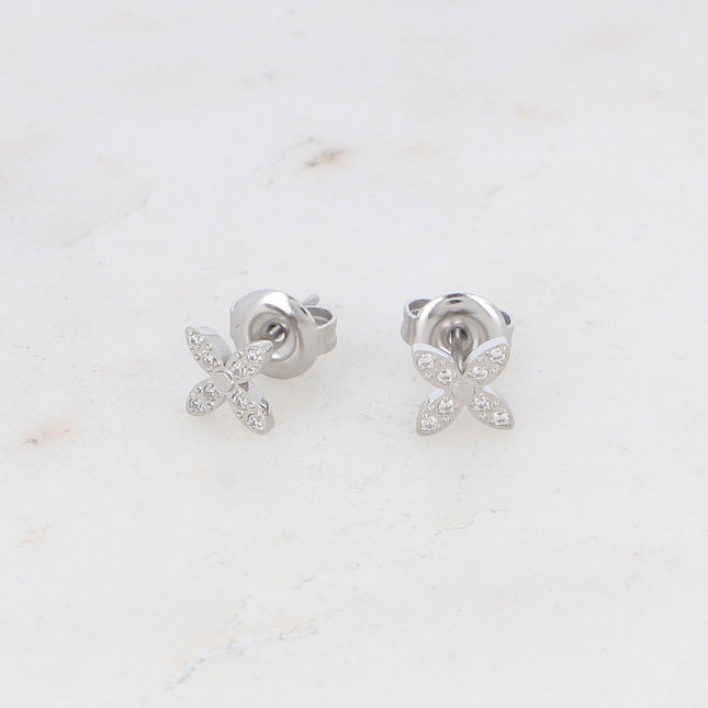 Boucles puces Florie - Fleur et oxydes de zirconium