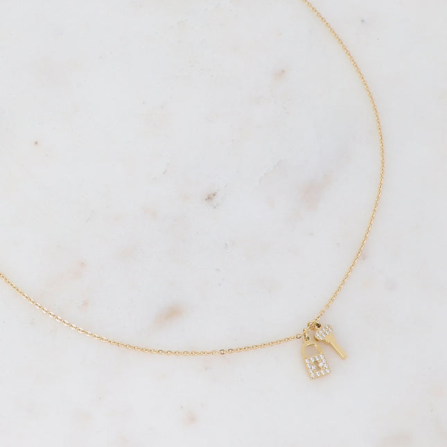 Collier Stella - Cadenas et clef en oxyde de zirconium