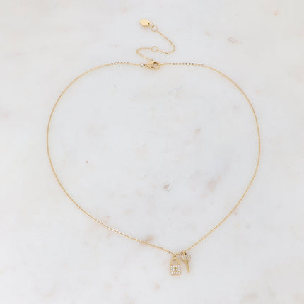 Collier Stella - Cadenas et clef en oxyde de zirconium