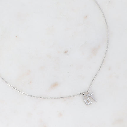 Collier Stella - Cadenas et clef en oxyde de zirconium