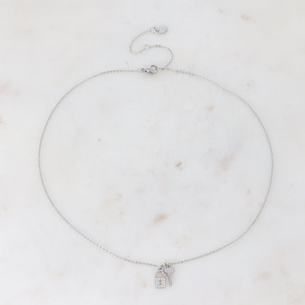Collier Stella - Cadenas et clef en oxyde de zirconium