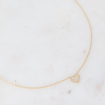 Collier Carla avec coeur serti d'oxydes de zirconium
