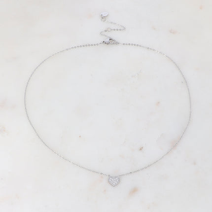 Collier Carla avec coeur serti d'oxydes de zirconium