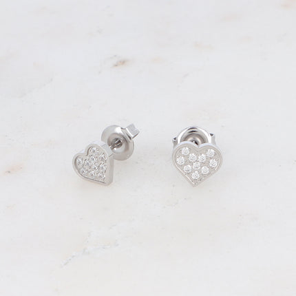 Boucles puces Carla - coeur et oxydes de zirconium