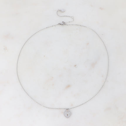 Collier avec cadenas coeur serti d'oxydes de zirconium