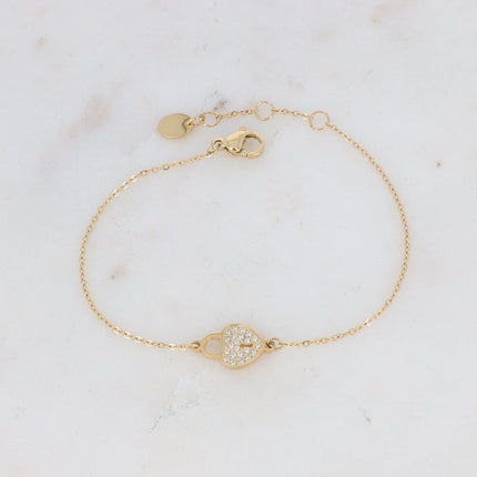 Bracelet avec cadenas coeur serti d'oxydes de zirconium