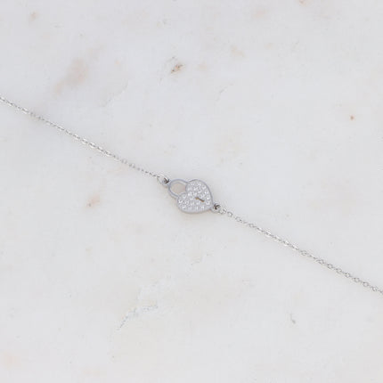 Bracelet avec cadenas coeur serti d'oxydes de zirconium
