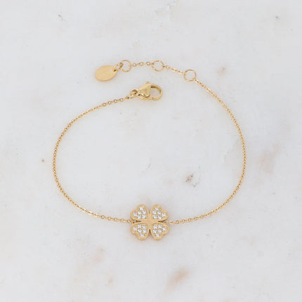 Bracelet avec trèfle serti d'oxydes de zirconium