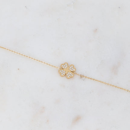 Bracelet avec trèfle serti d'oxydes de zirconium