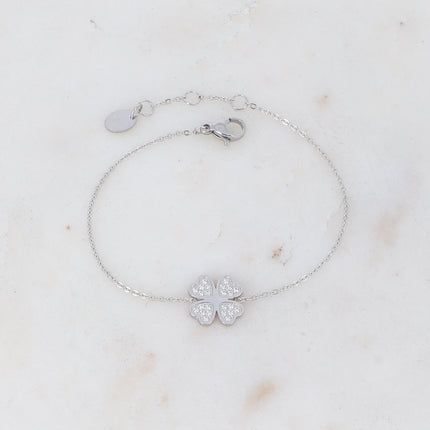 Bracelet avec trèfle serti d'oxydes de zirconium