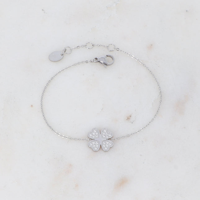Bracelet avec trèfle serti d'oxydes de zirconium