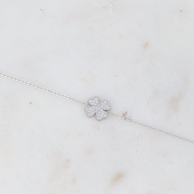 Bracelet avec trèfle serti d'oxydes de zirconium