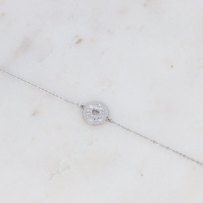 Tini Bracelet - hammered pendant with openwork heart