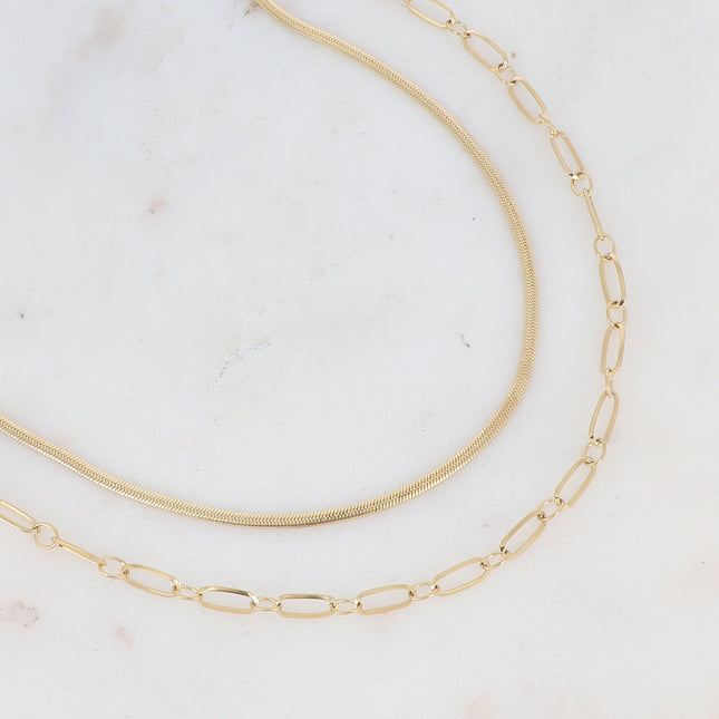 Collier 2 rangs avec mailles miroir, ronds et ovales