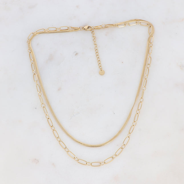 Collier 2 rangs avec mailles miroir, ronds et ovales