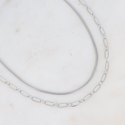 Collier 2 rangs avec mailles miroir, ronds et ovales