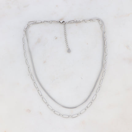 Collier 2 rangs avec mailles miroir, ronds et ovales