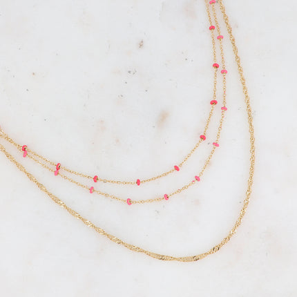 Collier 3 rangs Frédérique - perles émaillées