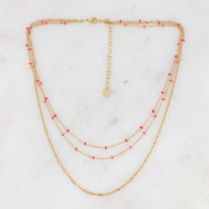 Collier 3 rangs Frédérique - perles émaillées