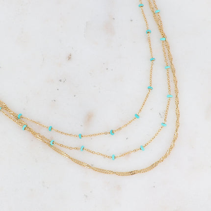 Collier 3 rangs Frédérique - perles émaillées