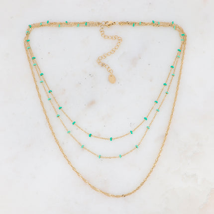 Collier 3 rangs Frédérique - perles émaillées