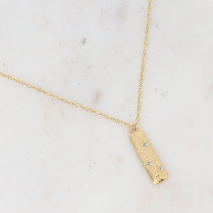 Collier Brayan - barre aux étoiles gravées et oxydes de zirconium