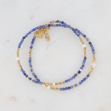 Bracelet 2 tours/Choker Bracélina avec pierres naturelles