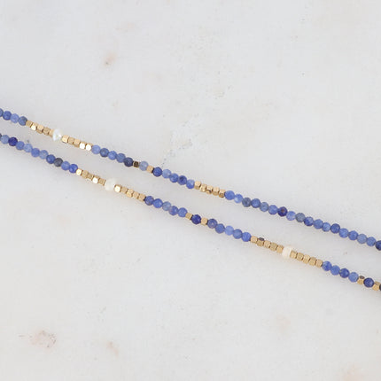 Bracelet 2 tours/Choker Bracélina avec pierres naturelles