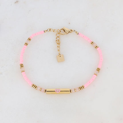 Bracelet avec cylindre et forme (coeur, trèfle, oeil) en émail