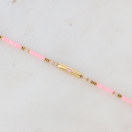 Bracelet avec cylindre et forme (coeur, trèfle, oeil) en émail