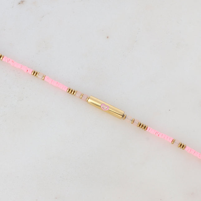 Bracelet avec cylindre et forme (coeur, trèfle, oeil) en émail