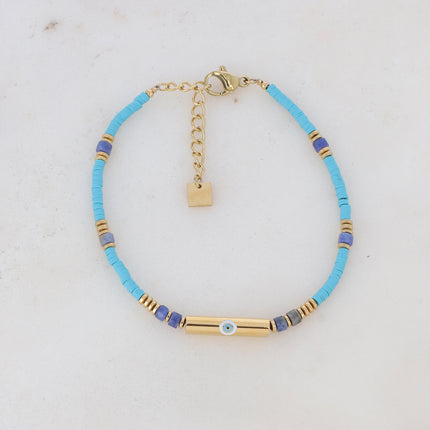 Bracelet avec cylindre et forme (coeur, trèfle, oeil) en émail