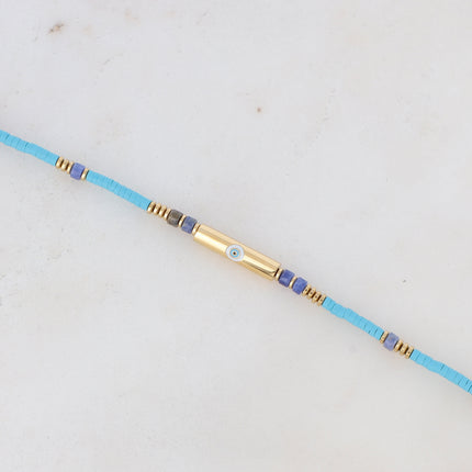 Bracelet avec cylindre et forme (coeur, trèfle, oeil) en émail