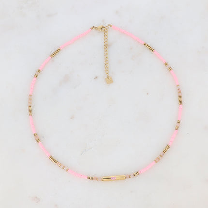 Collier avec cylindre et forme (coeur, trèfle, oeil) en émail